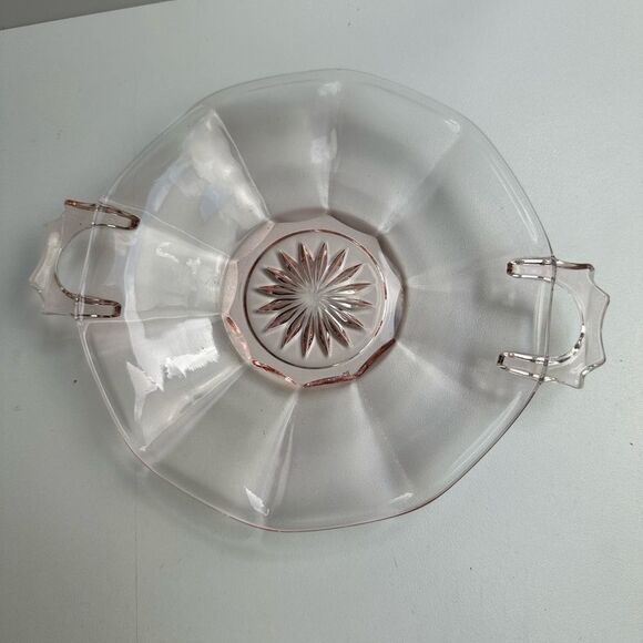 Various Vintage Pink Depression Glass Collection Plates, Dish, Serving Items - Picture 4 of 15